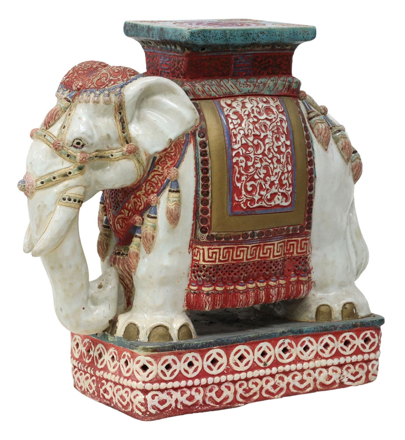 CHINESE GLAZED-CERAMIC ELEPHANT-FORM GARDEN SEAT (1 of 6)