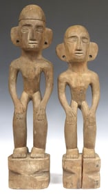 (2) SOUTHEAST ASIAN IFUGAO CARVED WOOD BULUL RICE DEITY GUARDIAN SCULPTURES