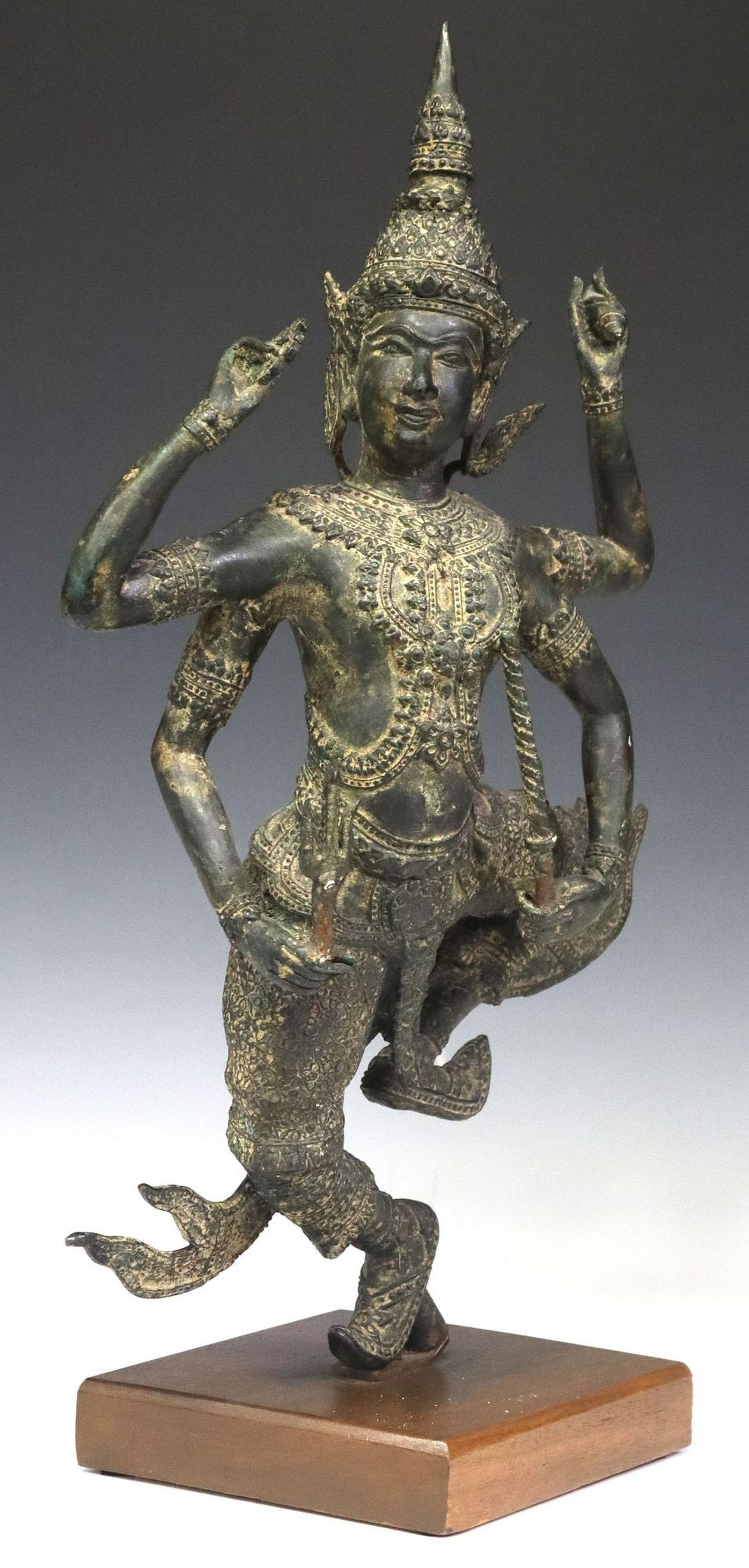 SOUTHEAST ASIAN PATINATED BRONZE SCULPTURE, DANCING HINDU DEITY (1 of 4)