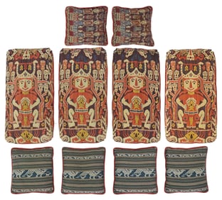 (10) DECORATIVE INDONESIAN IKAT FABRIC THROW PILLOWS & CUSHIONS
