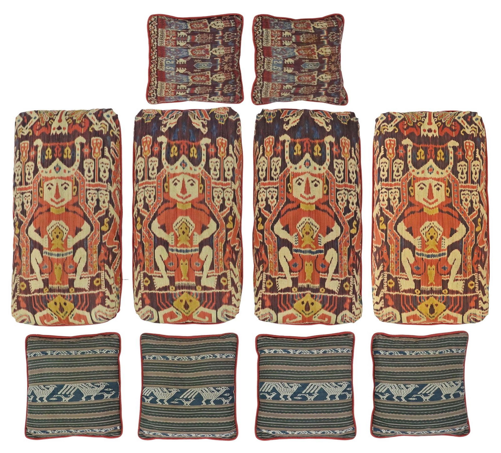 (10) DECORATIVE INDONESIAN IKAT FABRIC THROW PILLOWS & CUSHIONS (1 of 2)