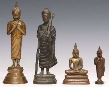(4) COLLECTION OF ASIAN PATINATED METAL BUDDHIST FIGURES: SIVALI & BUDDHA