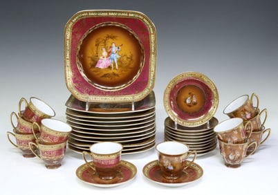 (36) CZECHOSLOVAKIAN RGK PARCEL GILT PORCELAIN DESSERT SERVICE