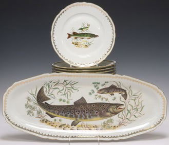 (13) FRENCH PORCELAIN FISH SERVICE