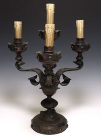 CONTINENTAL WROUGHT IRON 4-LT CANDLESTICK TABLE LAMP