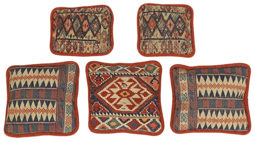 (5) DECORATIVE DOWN-FILLED KILIM WOVEN THROW PILLOWS