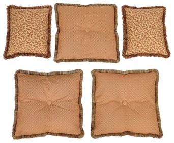 (5) DECORATIVE FLORAL SCROLL & GEOMETRIC THROW PILLOWS