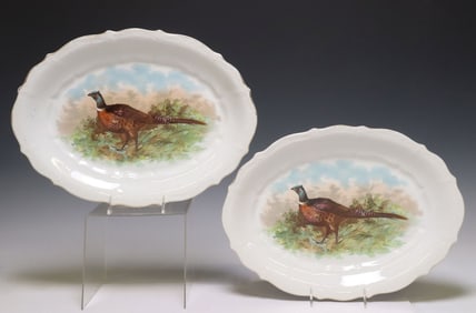 (2) CARL TIELSCH PORCELAIN GAME BIRD PHEASANT SERVING PLATTERS