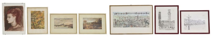 (7) FRAMED PRINTS: PORTRAIT, ITALIAN STREET VIEWS & LANDMARKS