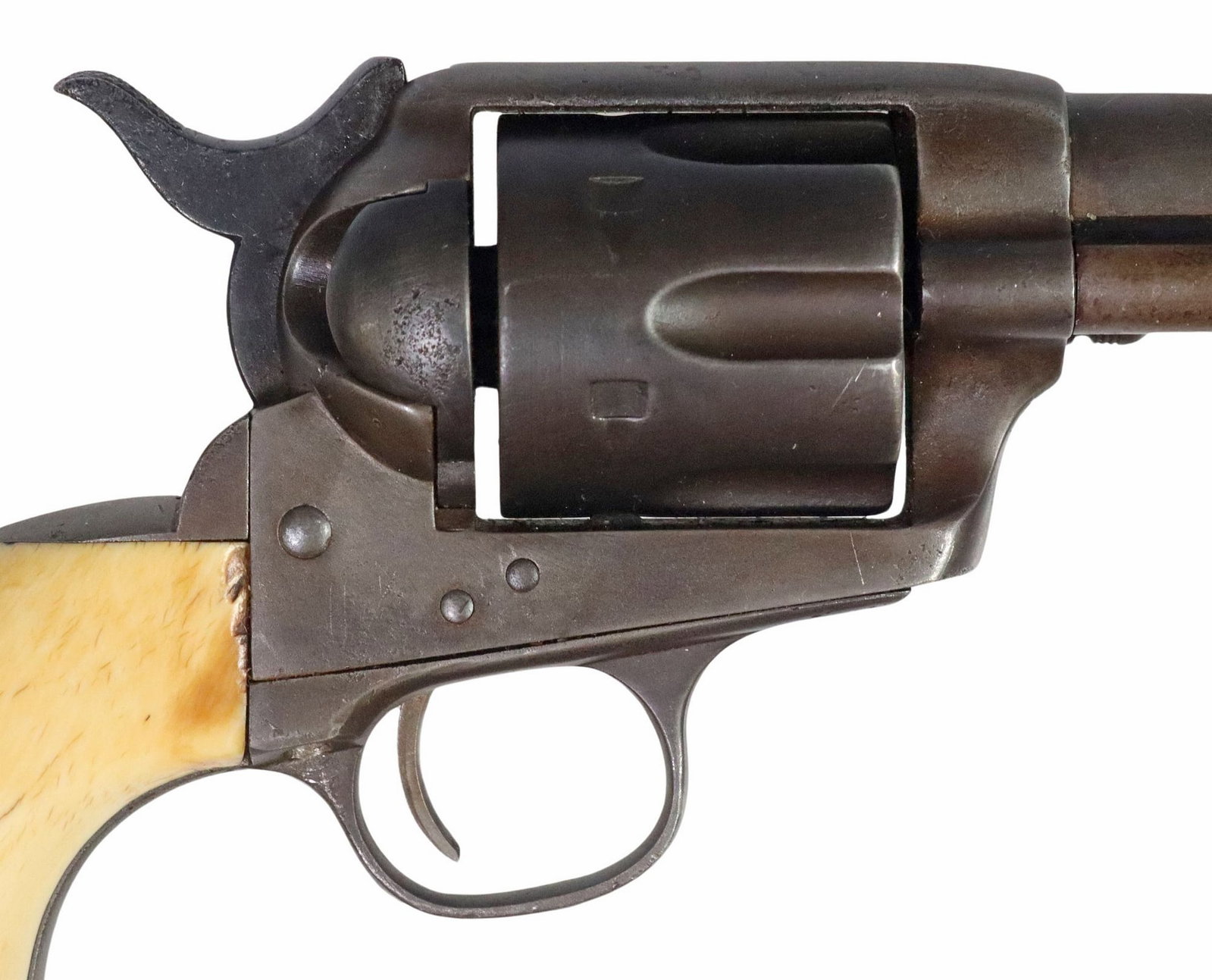 ANTIQUE COLT SAA REVOLVER, .45 CAL.: Colt Single Action Army Revolver, c. 1882, .45 caliber, 7.5" round barrel, blade front sight, marked at the barrel top "Colt's Pt. F.A. Mfg. Co. Hartford Ct. U.S.A.", six round