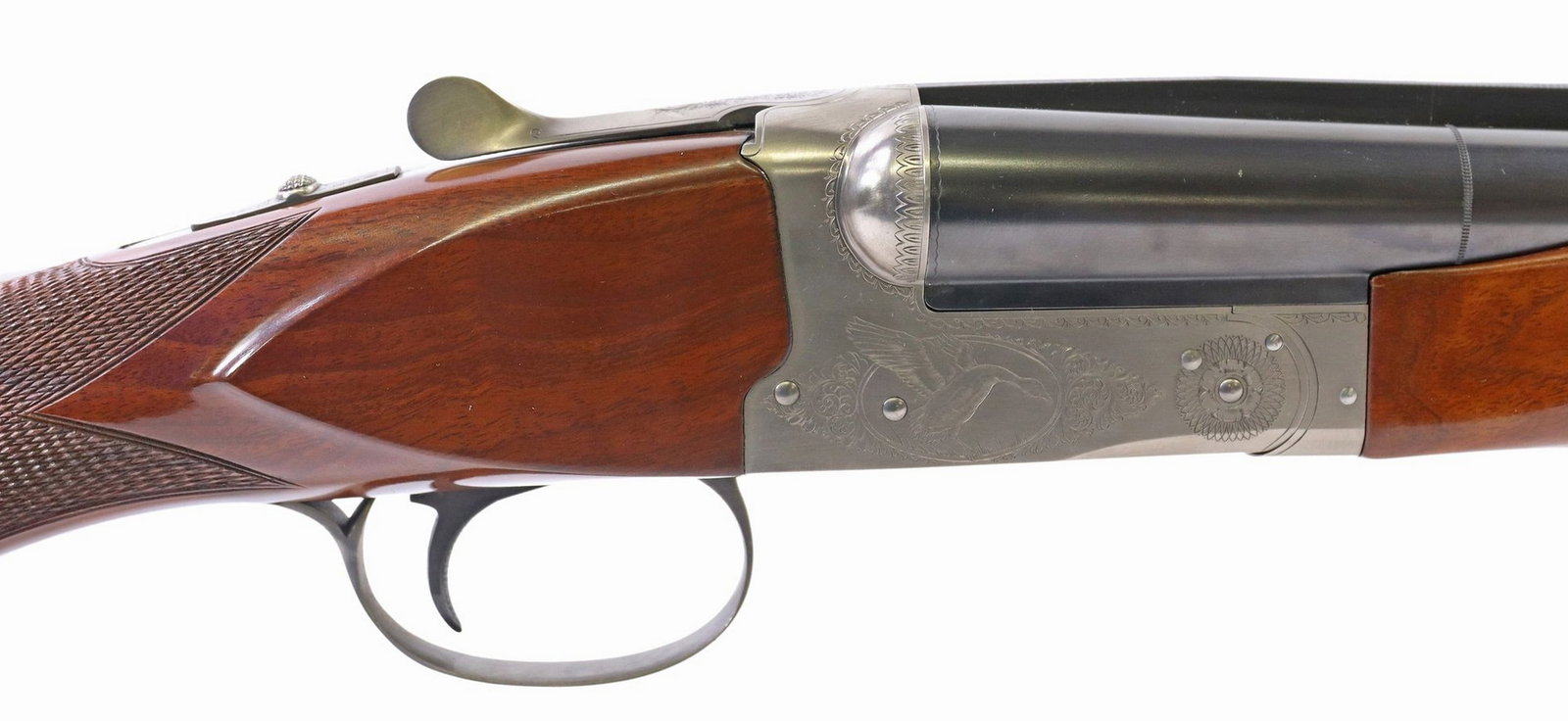 WINCHESTER SXS DUCKS UNLINITED 2O GA SHOTGUN: Winchester Model 23 Ducks Unlimited Side by Side Shotgun, 20 gauge, 3" shells, 28" barrels with centered vent rib, white bead front sight at muzzle and rib center, the left barrel 
