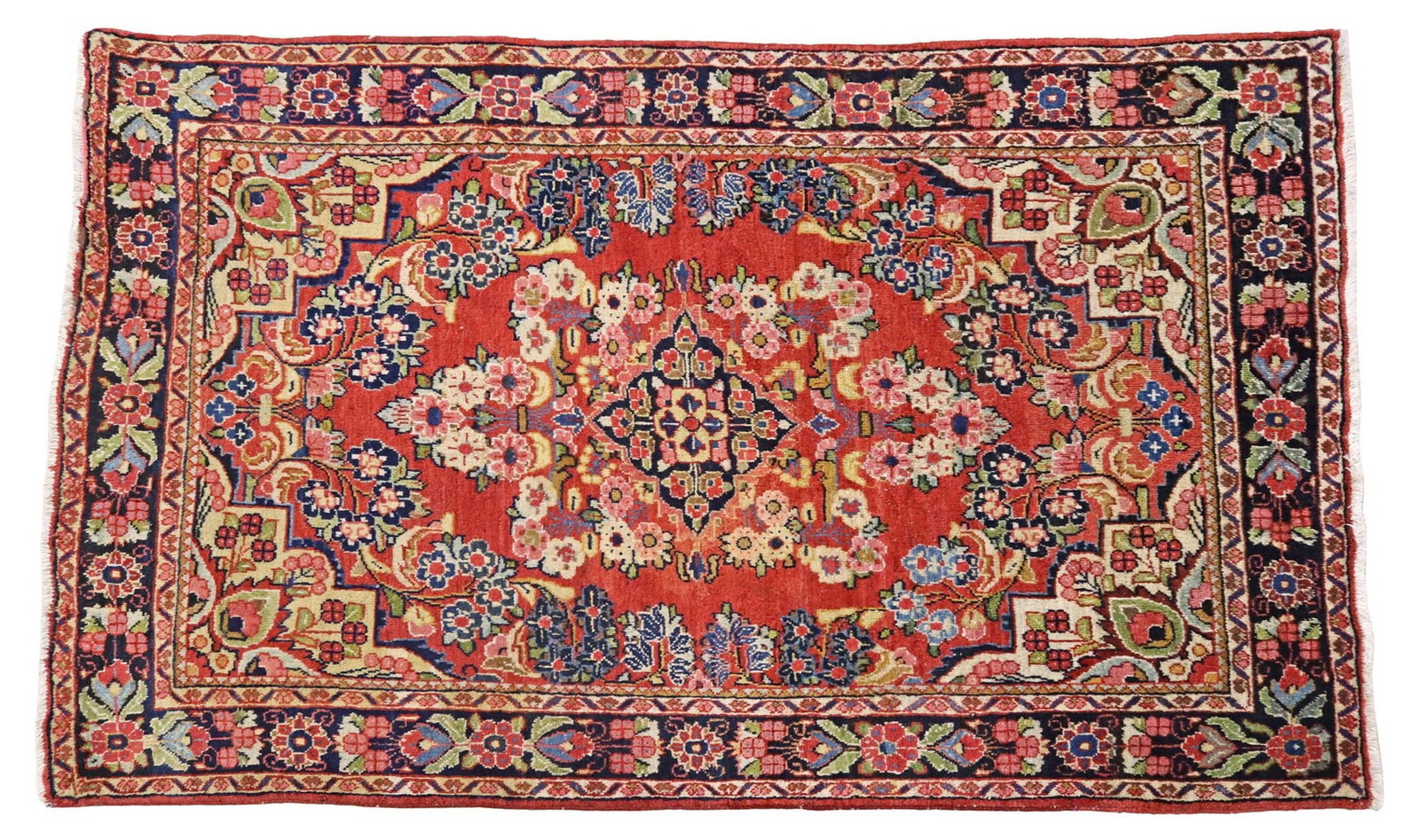 HAND-TIED PERSIAN SAROUK MAHAL RUG, 6'8" X 4'6": Hand-tied Persian Sarouk Mahal rug, some overall minor freckling and pile loss, approx 6'8"l, 4'6"w **Please Note: All of the rugs offered in this auction would likely bene