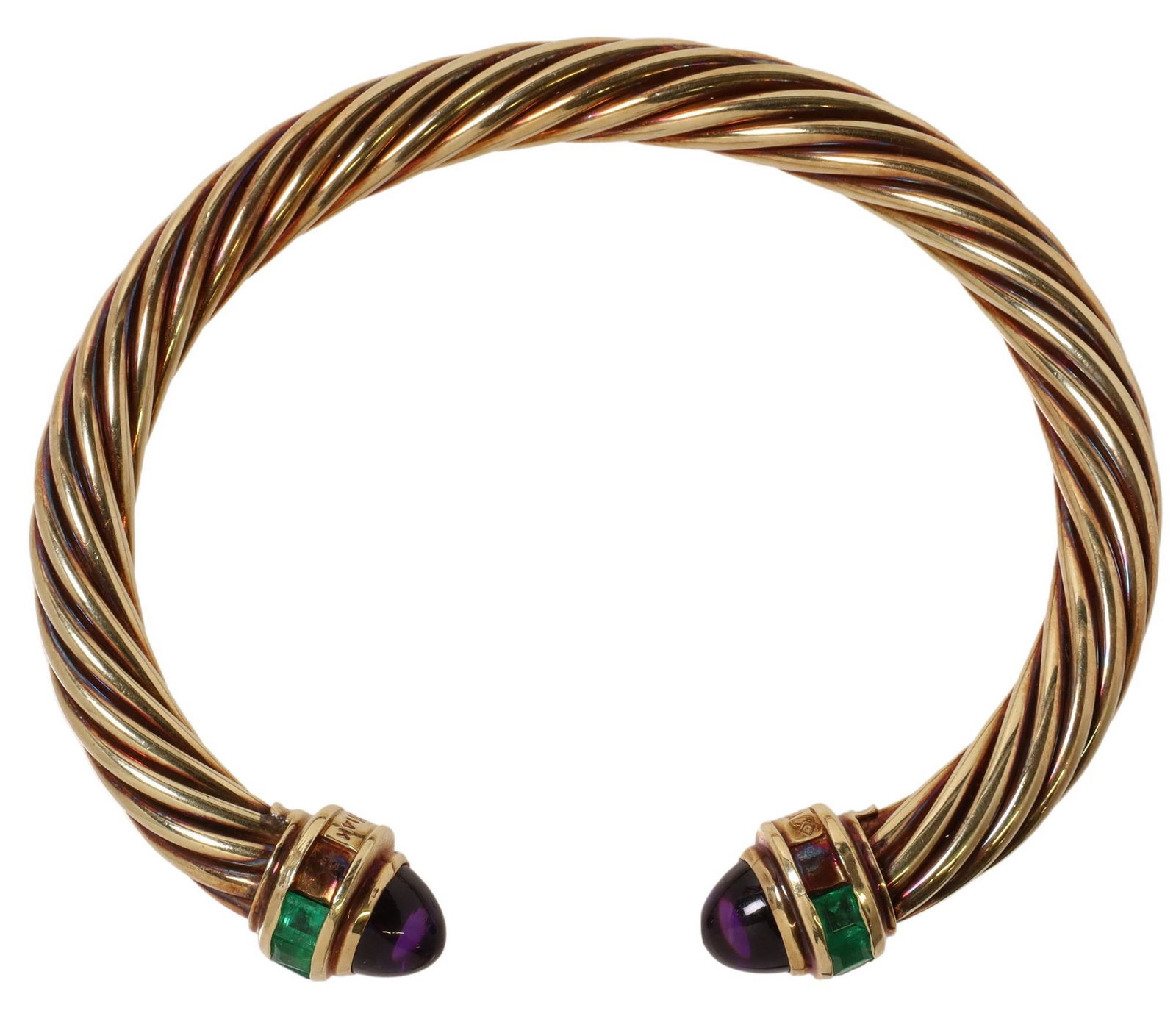 ESTATE DAVID YURMAN 14KT YELLOW GOLD & GEMSTONE CABLE BRACELET (1 of 4)