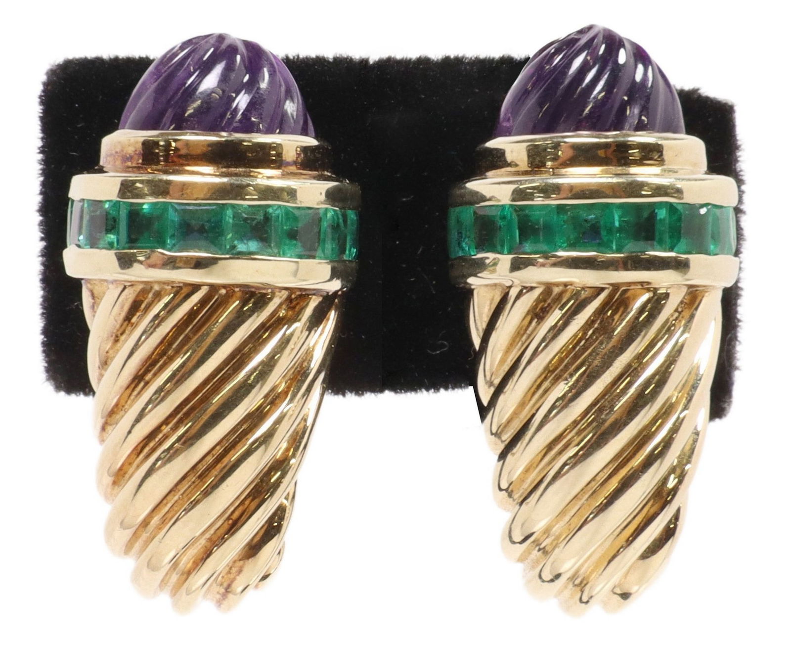 (PAIR) ESTATE DAVID YURMAN 14KT YELLOW GOLD & GEMSTONE EARRINGS (1 of 5)