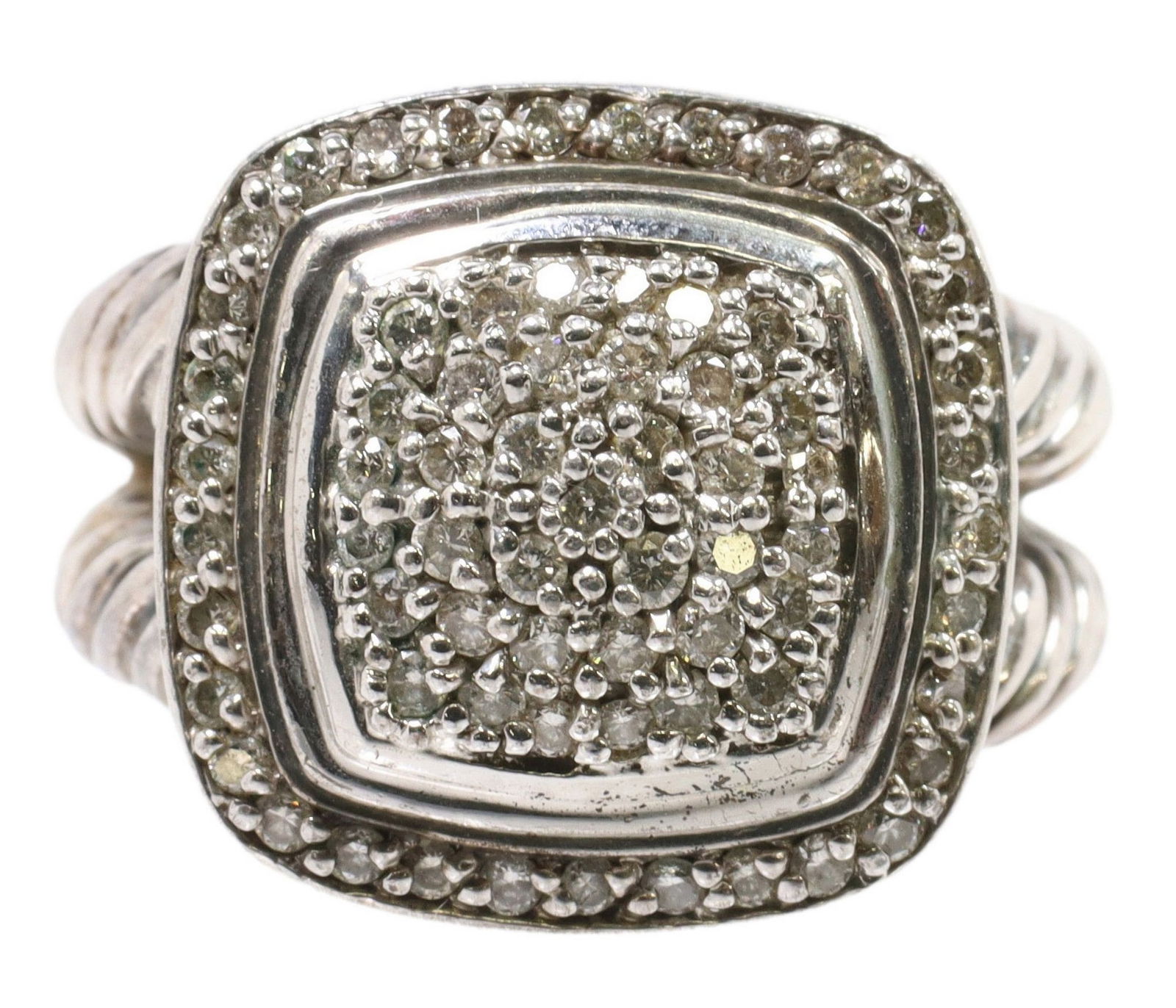 ESTATE DAVID YURMAN 'ALBION' STERLING SILVER PAVE DIAMOND RING (1 of 5)