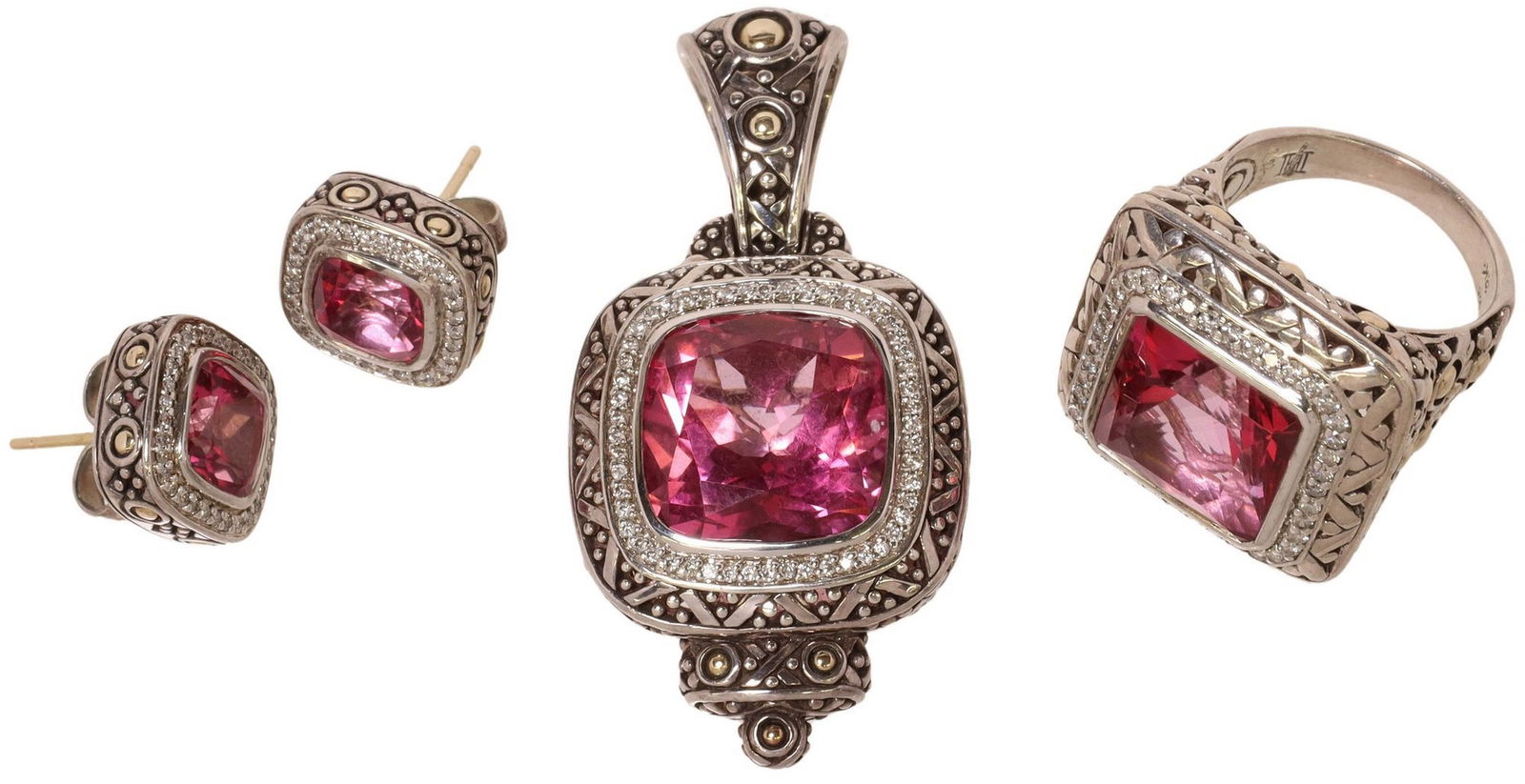 (3) JOHN HARDY 'BATU SARI' PINK TOPAZ, STERLING & YELLOW GOLD JEWELRY SUITE (1 of 9)
