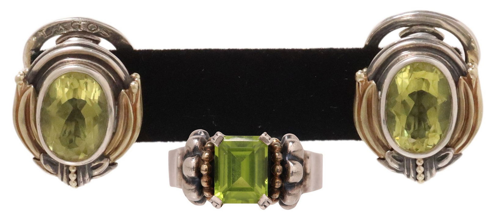(2) ESTATE CAVIAR BY LAGOS PERIDOT RING & LEMON QUARTZ EARRINGS (1 of 9)