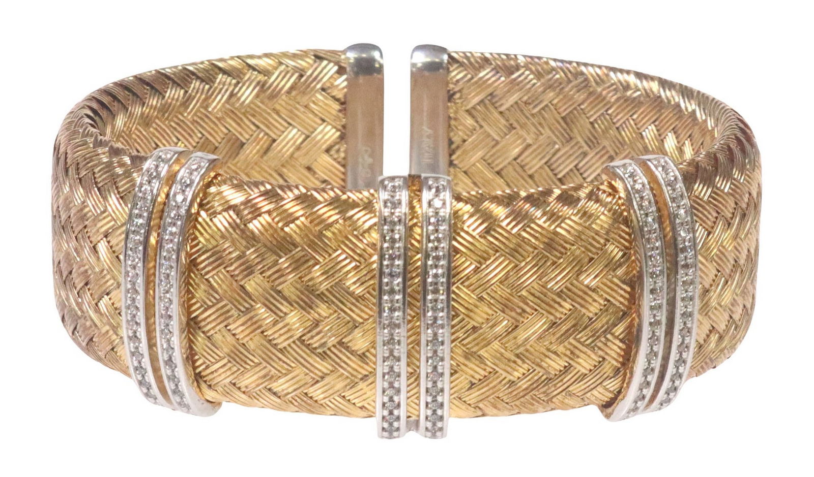 ESTATE CHARLES GARNIER FLEXIBLE 'GLAMOUR' 925 SILVER MESH CUFF WITH CZ (1 of 6)