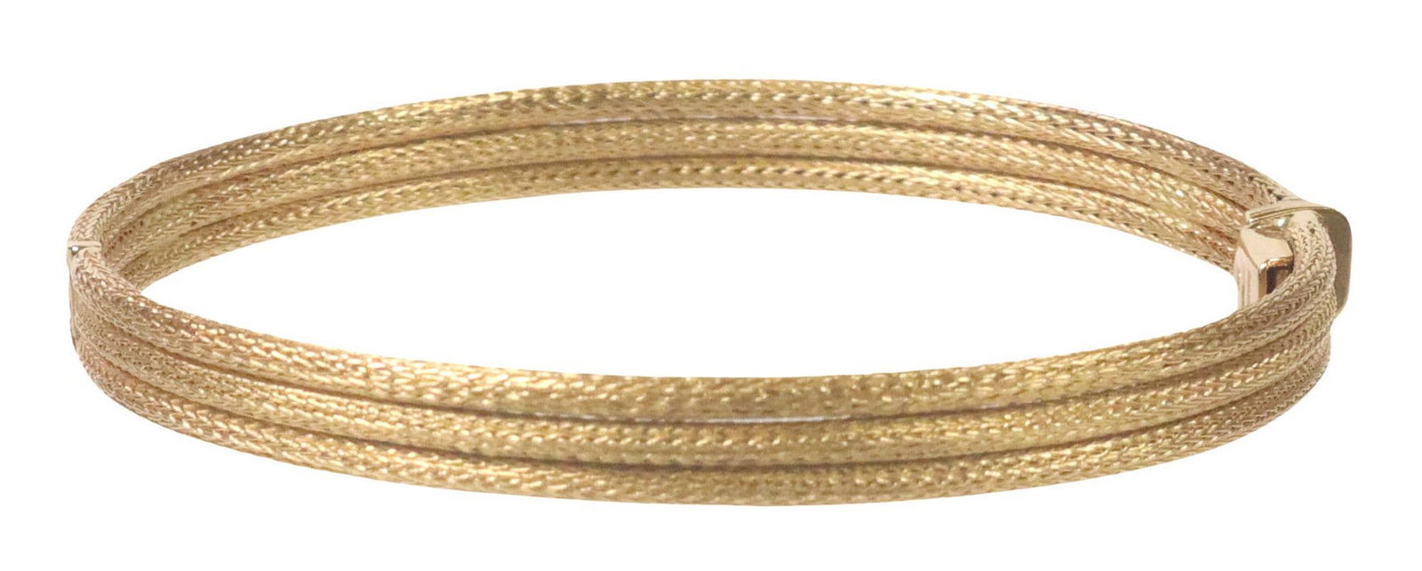 ESTATE ITALIAN 18KT YELLOW GOLD TEXTURED HINGED BANGLE BRACELET (1 of 5)
