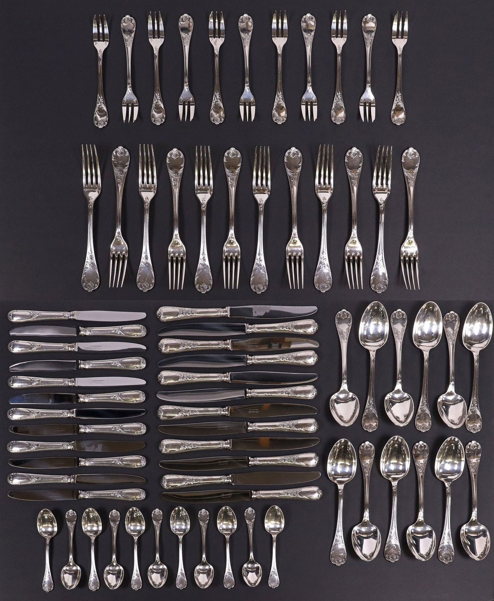 (70) FRENCH CHRISTOFLE 'MARLY' SILVERPLATE FLATWARE SERVICE (1 of 7)