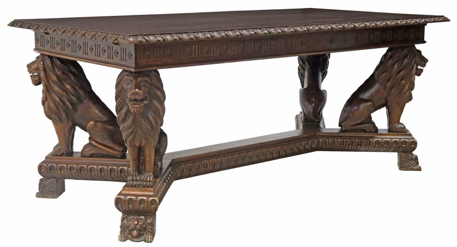 ITALIAN RENAISSANCE REVIVAL CARVED WALNUT LIONS TABLE (1 of 5)