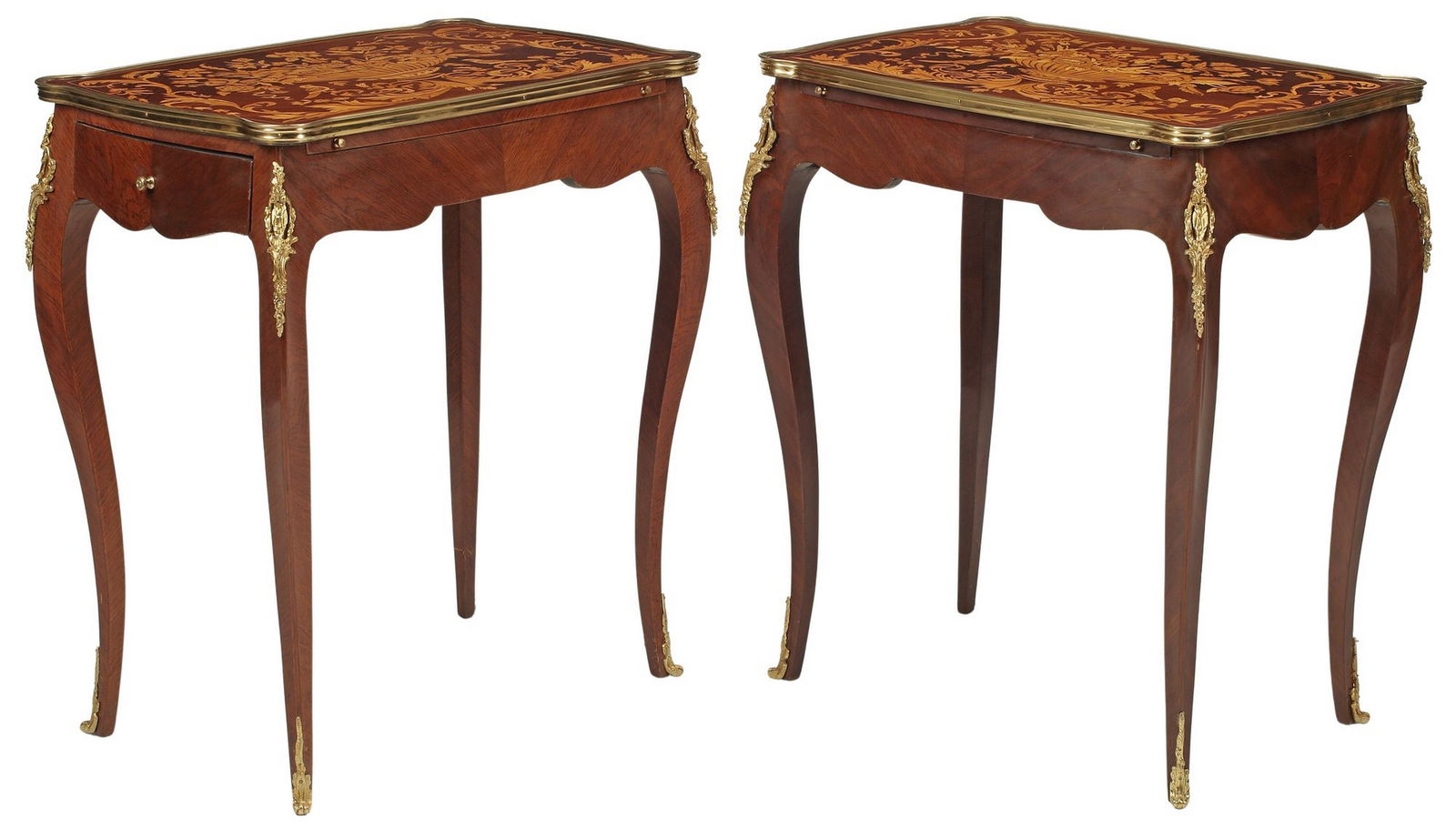 (2) LOUIS XV STYLE ORMOLU-MOUNTED MARQUETRY TABLES (1 of 5)