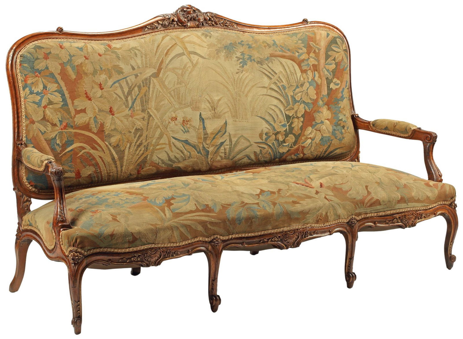 FRENCH LOUIS XV STYLE TAPESTRY-UPHOLSTERED SALON SETTEE (1 of 6)