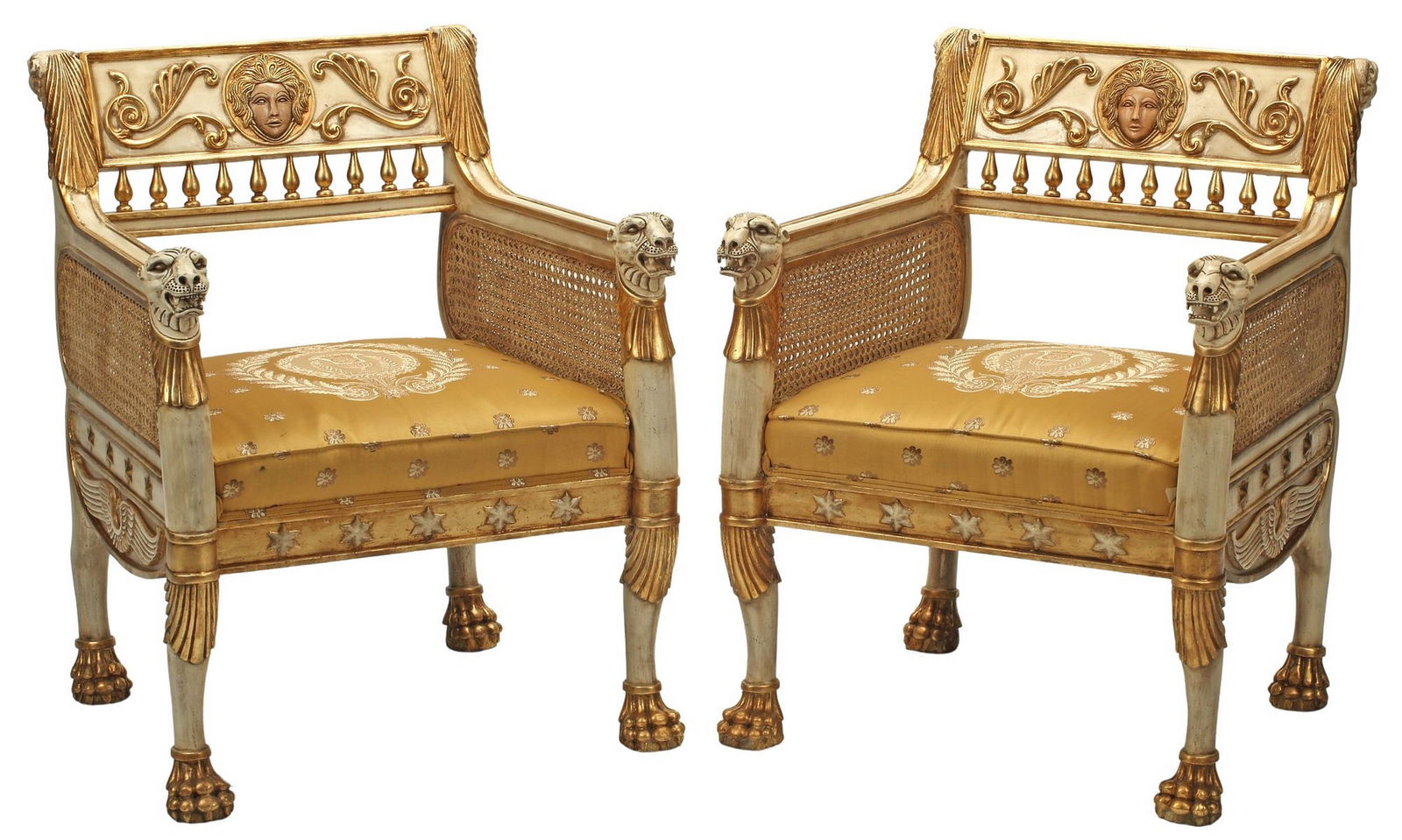 (2) NEOCLASSICAL STYLE PARCEL-GILT & PAINTED ARMCHAIRS (1 of 5)