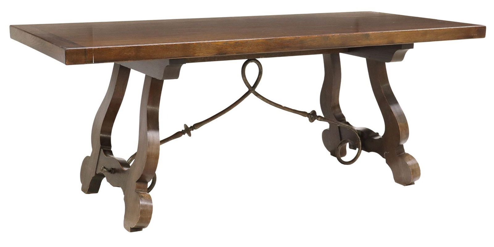 LARGE BAROQUE STYLE OAK TRESTLE TABLE (1 of 4)