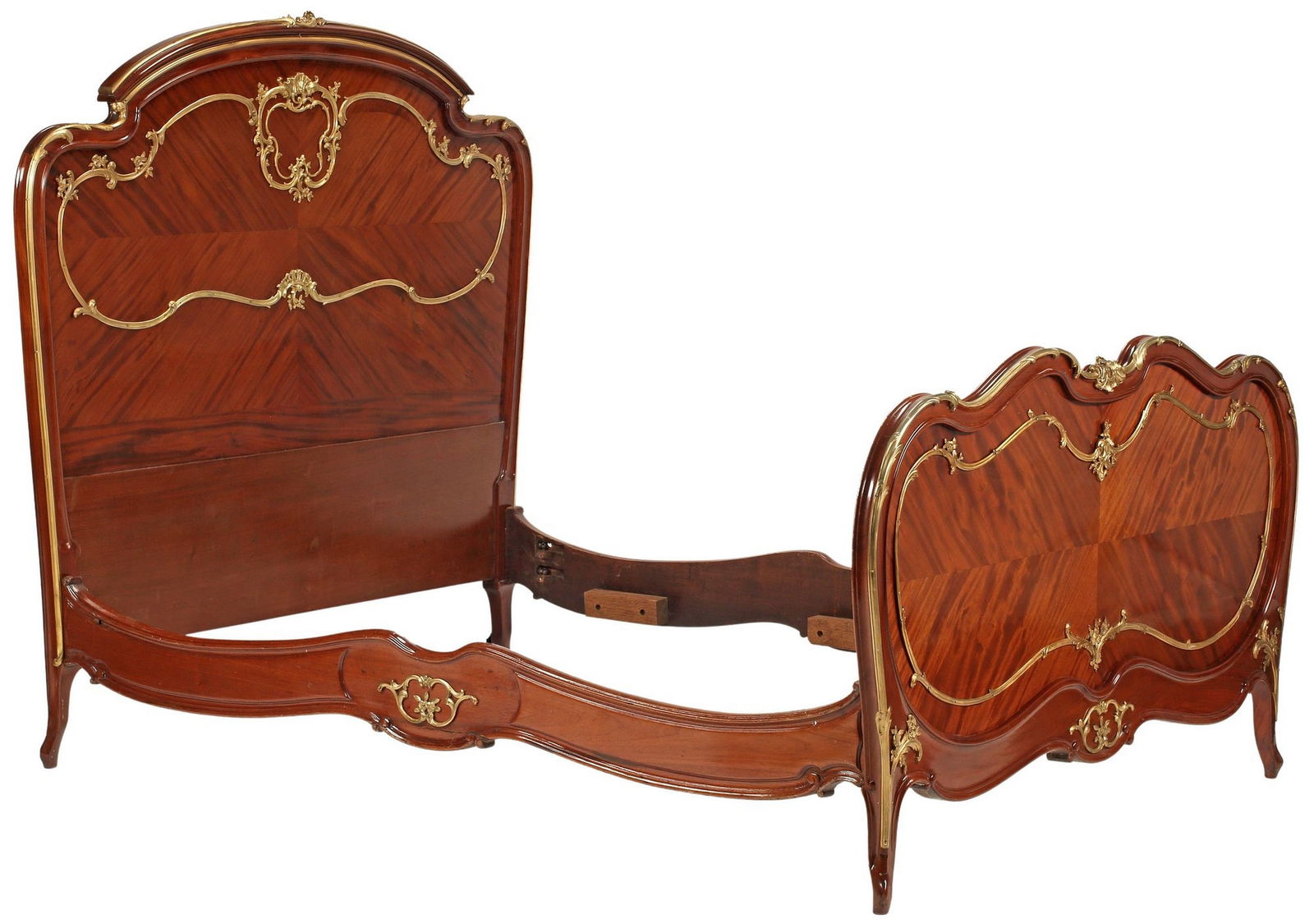 FRENCH LOUIS XV STYLE ORMOLU-MOUNTED MAHOGANY BED (1 of 7)