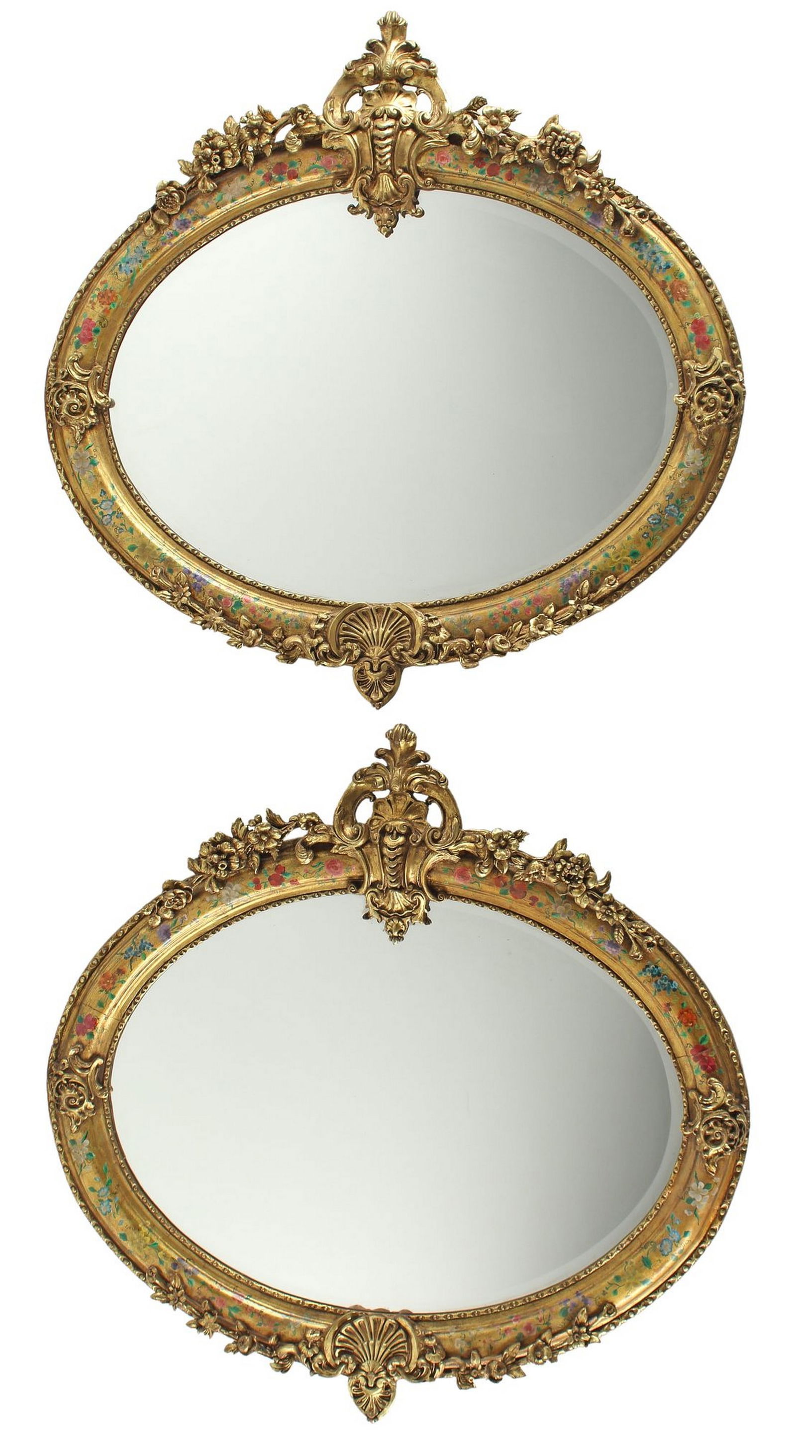 (2) LOUIS XV STYLE GILT & PAINT-DECORATED OVAL MIRRORS (1 of 5)