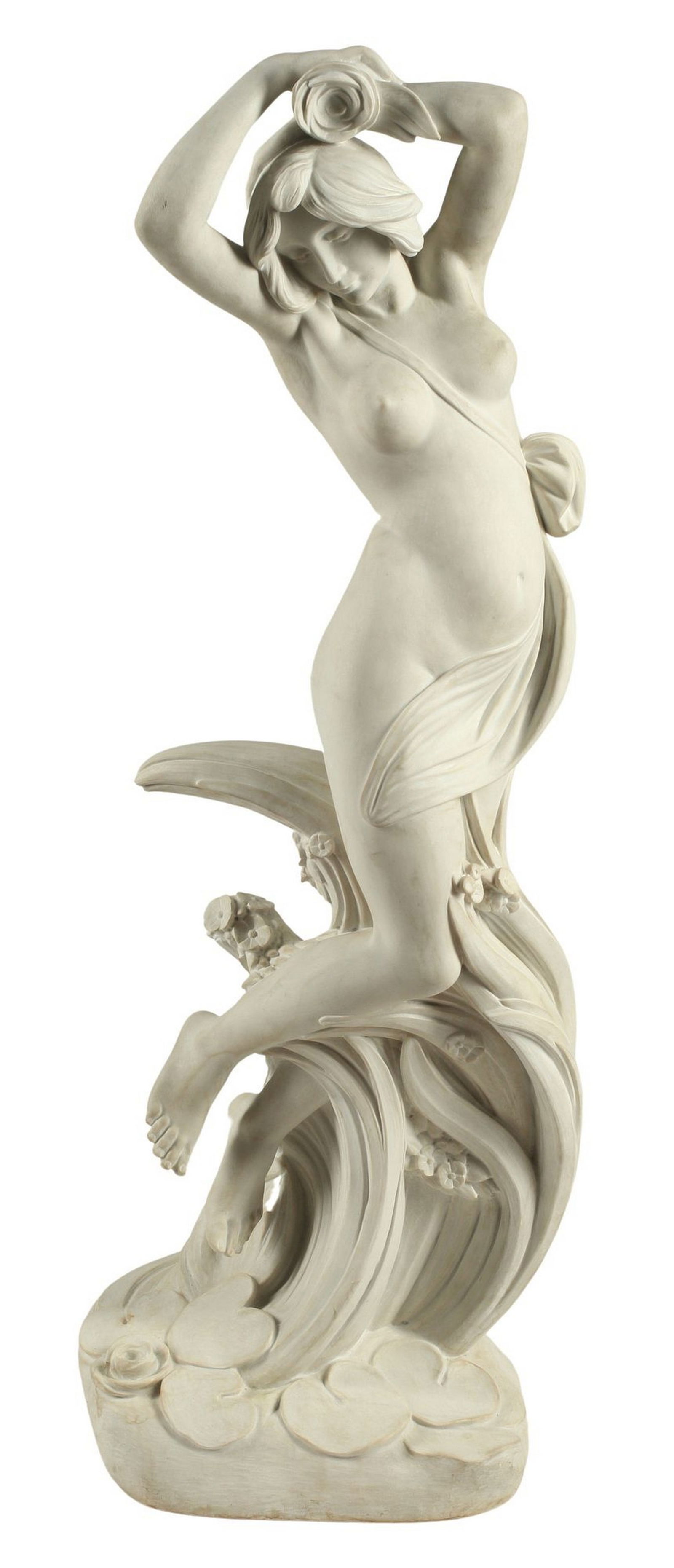 LARGE MARBLE SCULPTURE OF A NYMPH, 47.5"H (1 of 6)