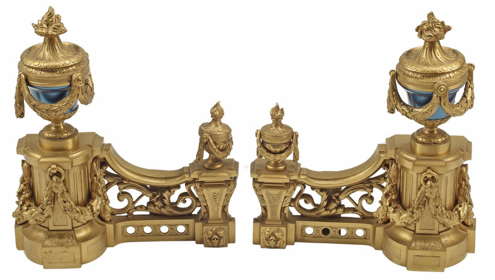 (2) FRENCH NEOCLASSICAL STYLE GILT METAL  CHENETS (1 of 4)