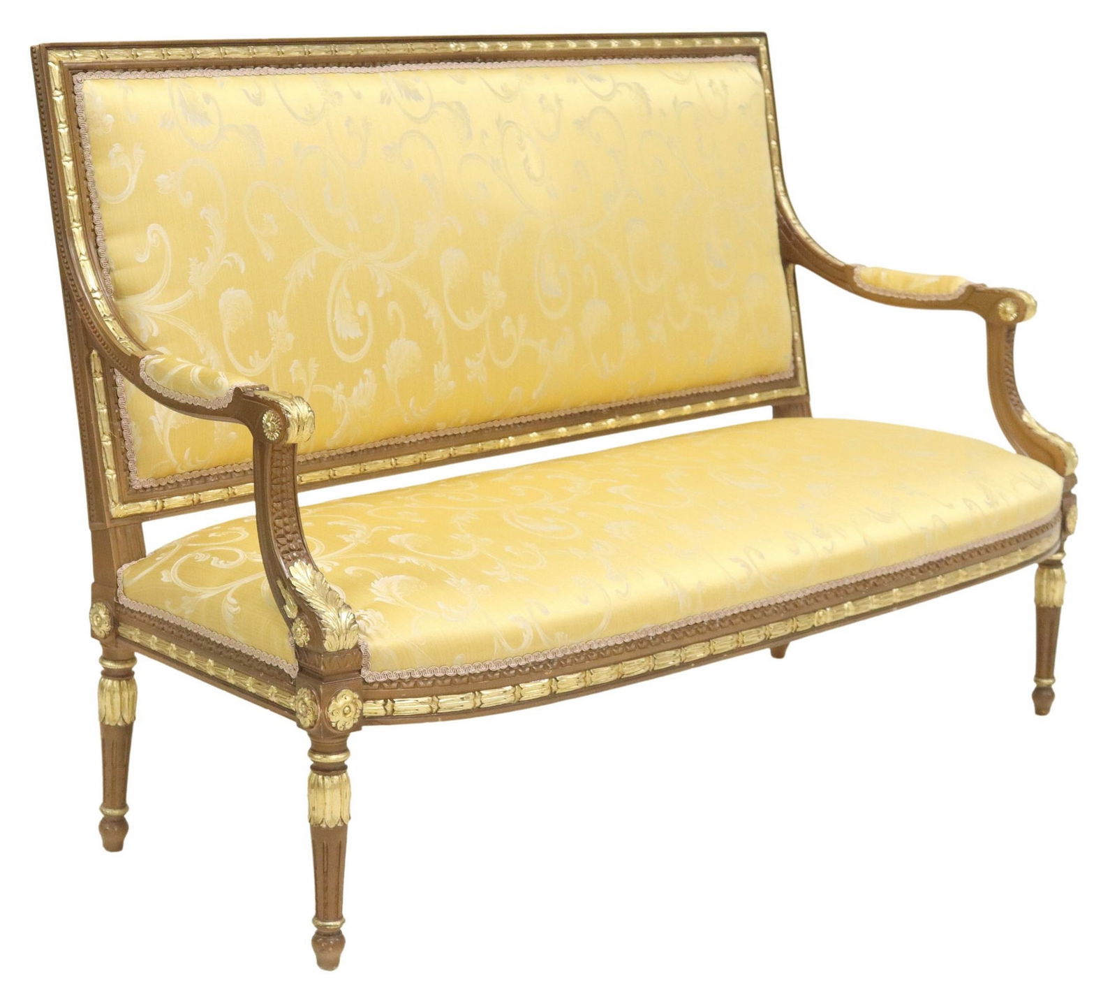 FRENCH LOUIS XVI STYLE PARCEL-GILT SALON SETTEE (1 of 3)