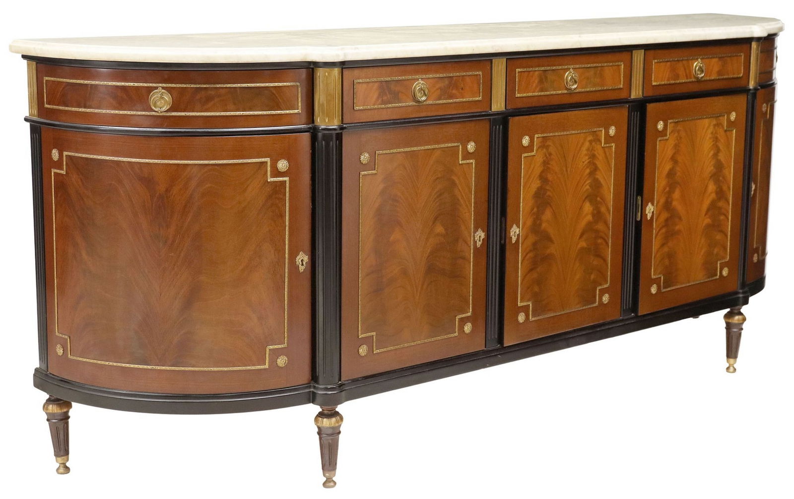 FRENCH LOUIS XVI STYLE MARBLE-TOP MAHOGANY SIDEBOARD (1 of 6)