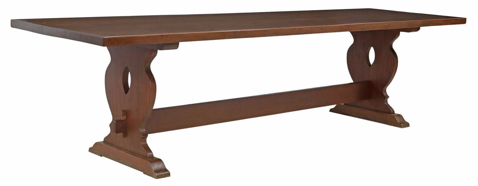 LARGE FRENCH REFECTORY OR MONASTERY TRESTLE TABLE, 116.5"L (1 of 4)