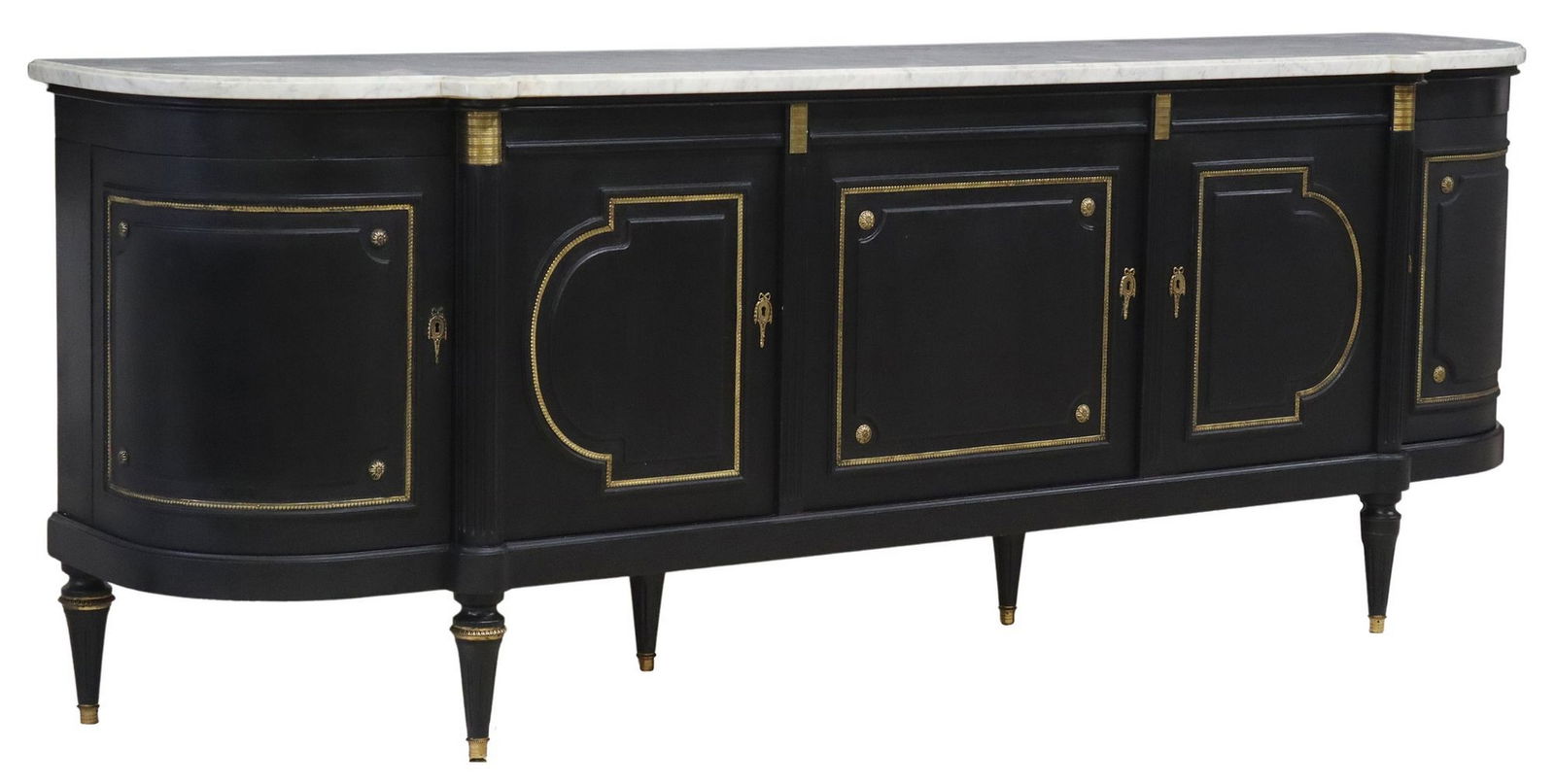 FRENCH LOUIS XVI STYLE MARBLE-TOP BLACK-PAINTED SIDEBOARD (1 of 6)