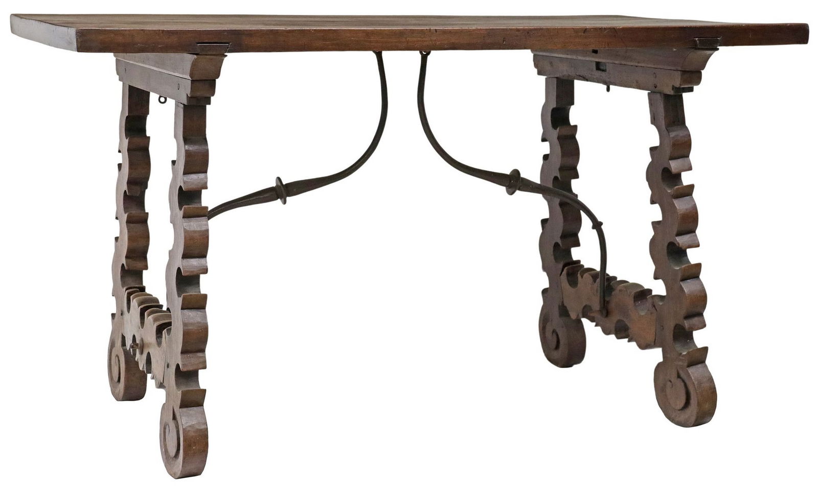 SPANISH BAROQUE STYLE CARVED WALNUT DINING TABLE (1 of 4)