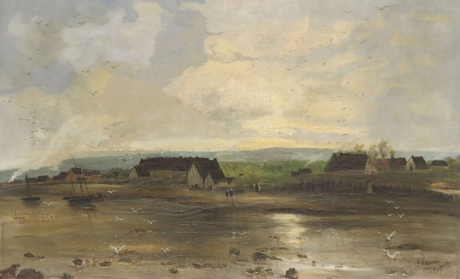 FRENCH SCHOOL OIL PAINTING BEACH LANDSCAPE (1 of 4)