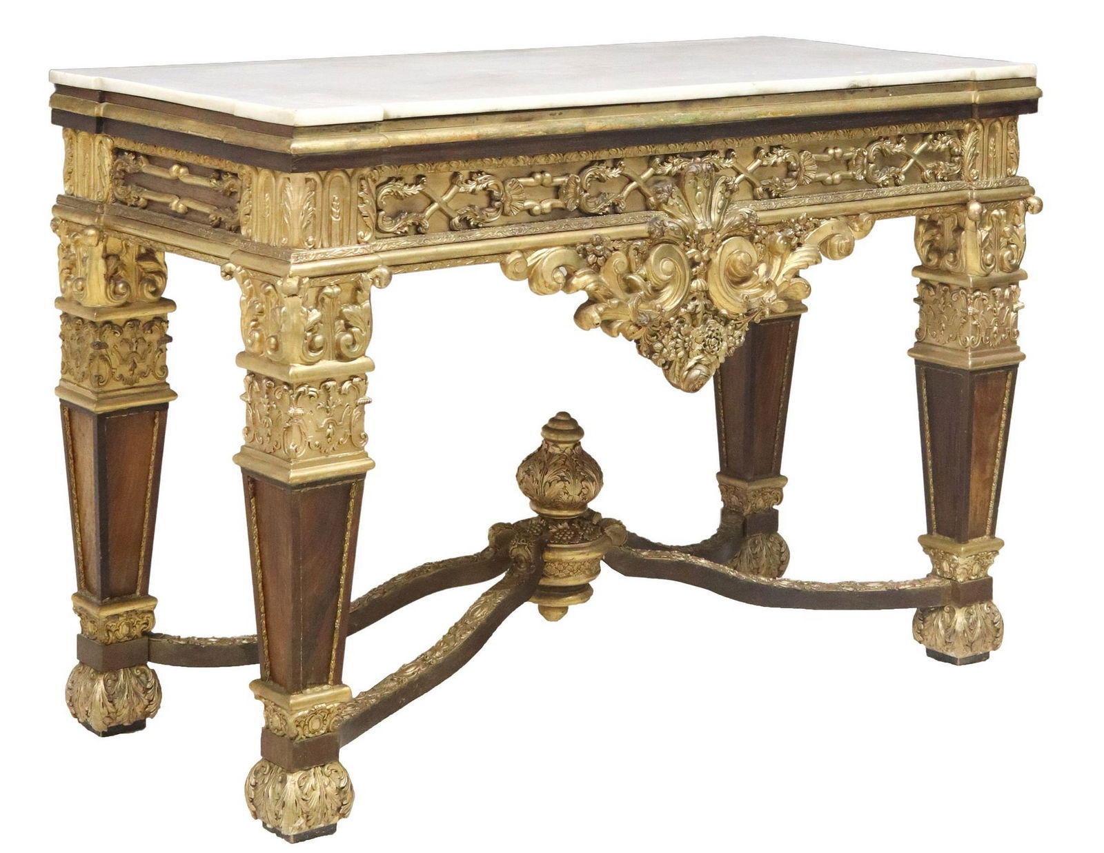 ORNATE FRENCH LOUIS XIV STYLE PARCEL-GILT CONSOLE TABLE (1 of 6)