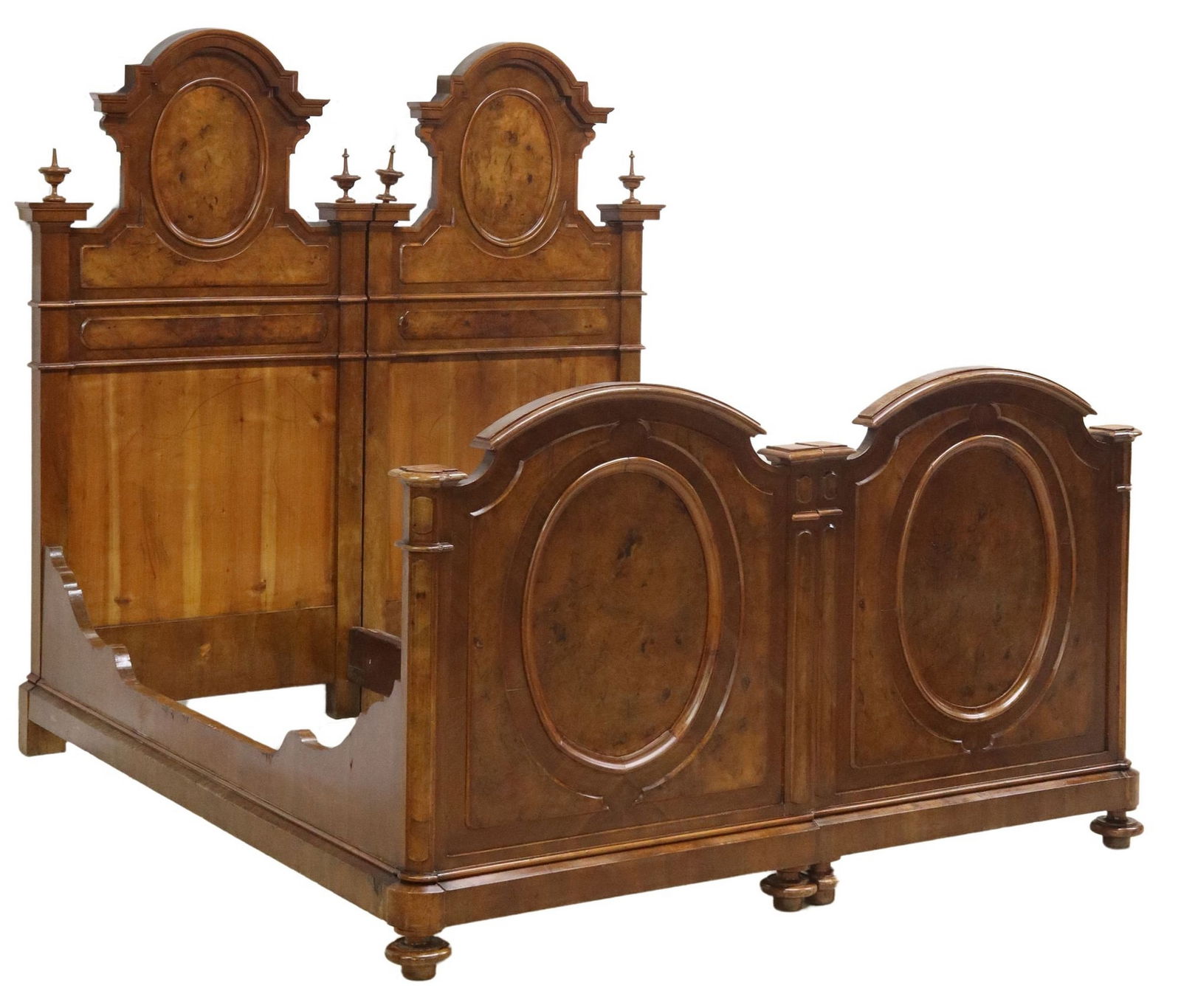 LOUIS PHILIPPE PERIOD FIGURED WALNUT BED (1 of 2)