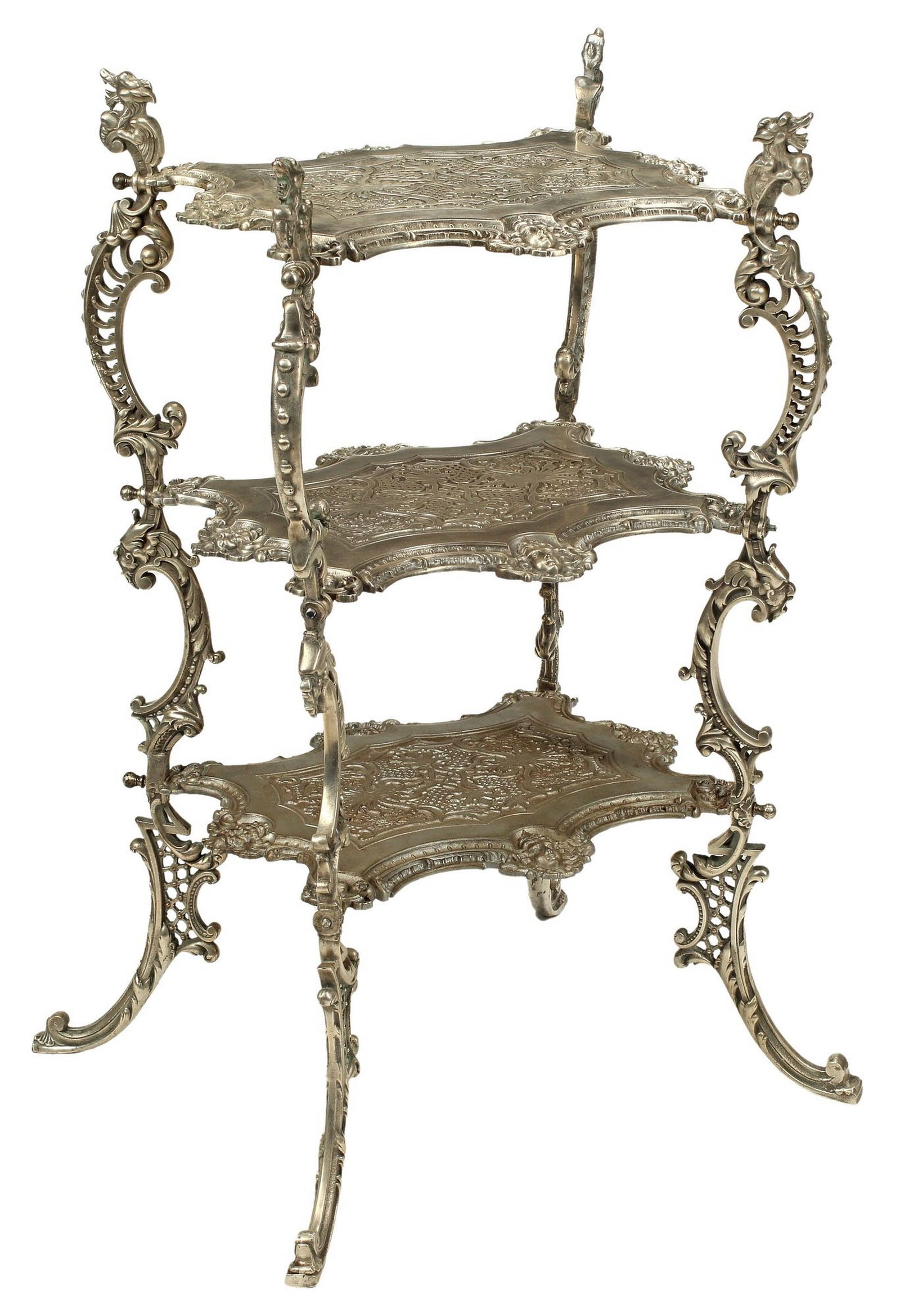 CONTINENTAL SILVERED IRON THREE-TIER ETAGERE (1 of 5)