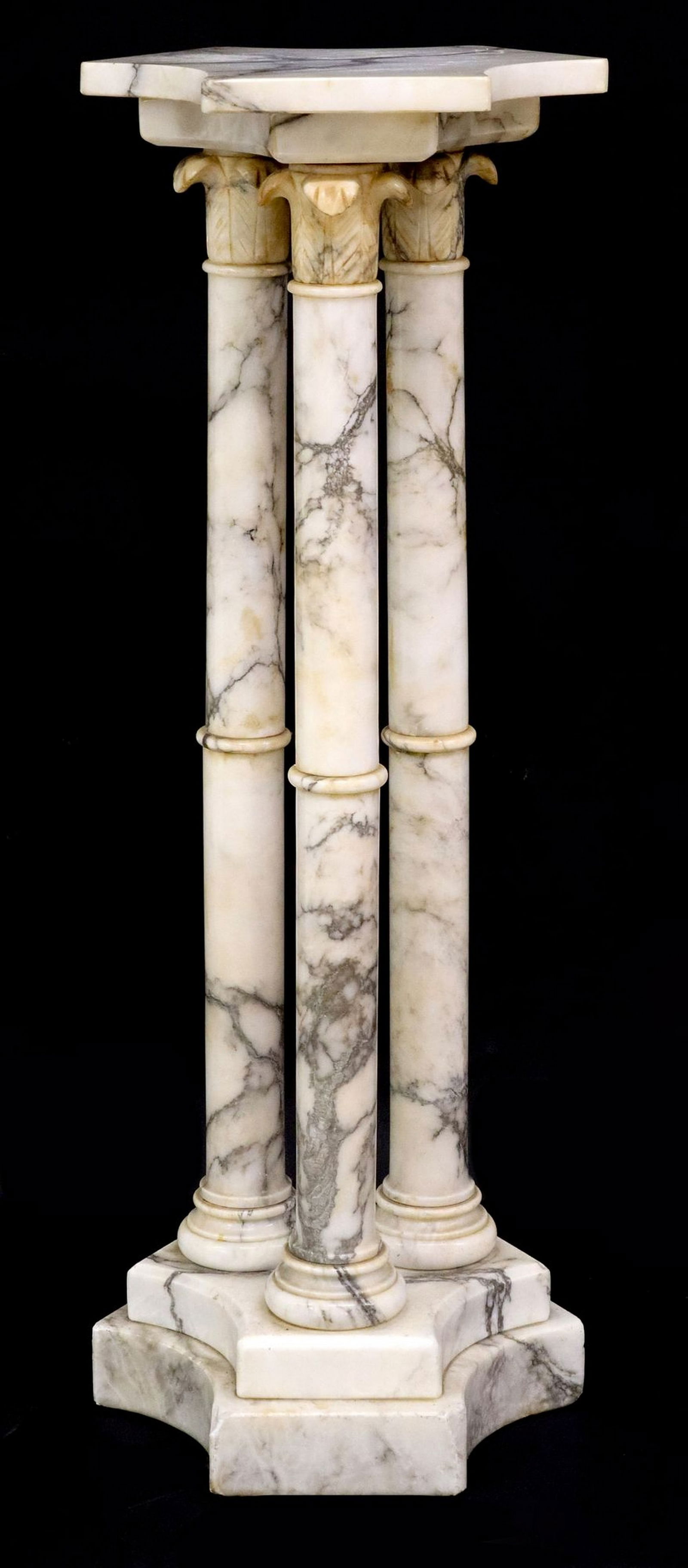 ITALIAN CARVED ALABASTER PEDESTAL (1 of 3)