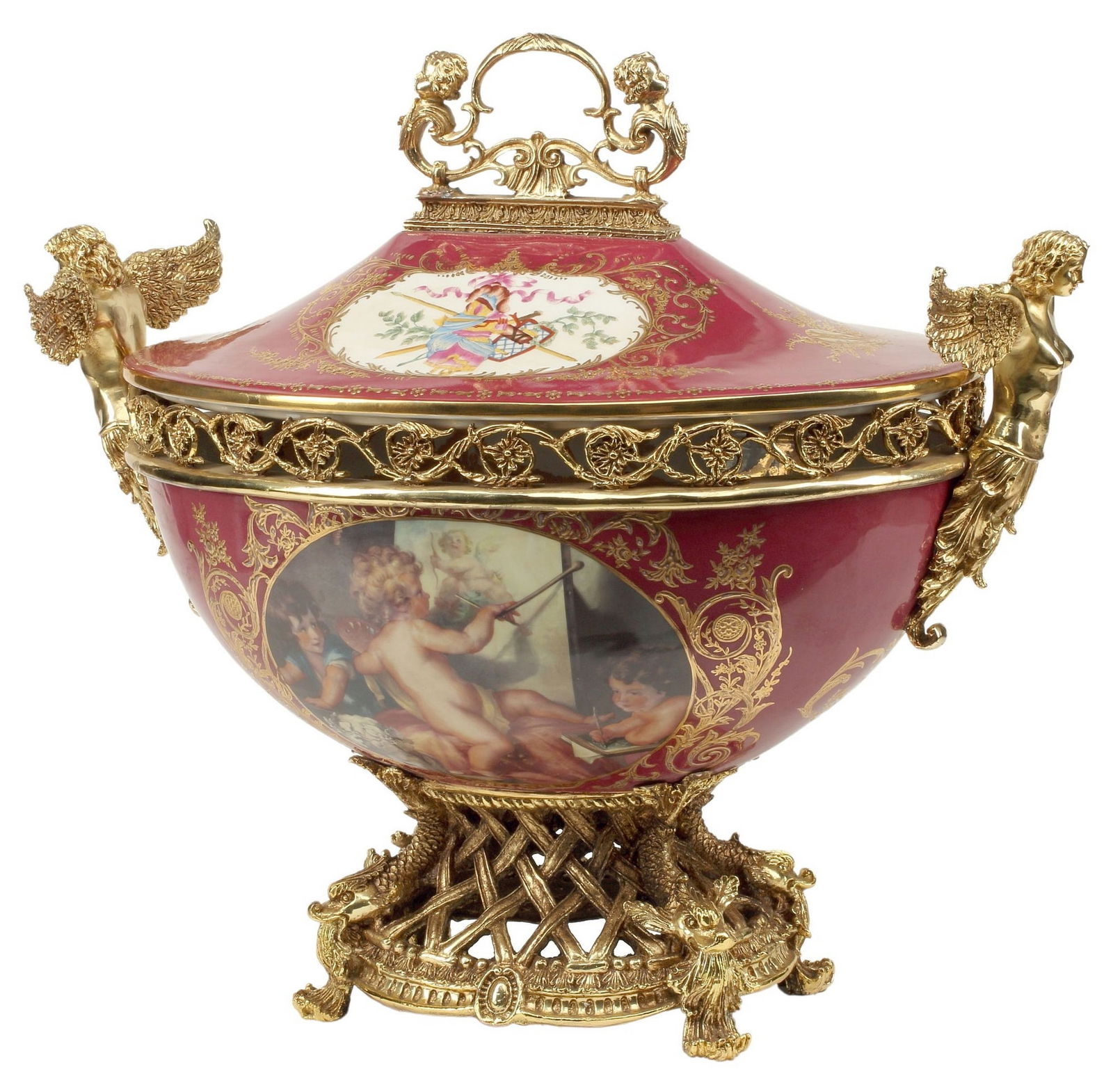 ORMOLU-MOUNTED SEVRES STYLE PORCELAIN TUREEN & COVER (1 of 9)
