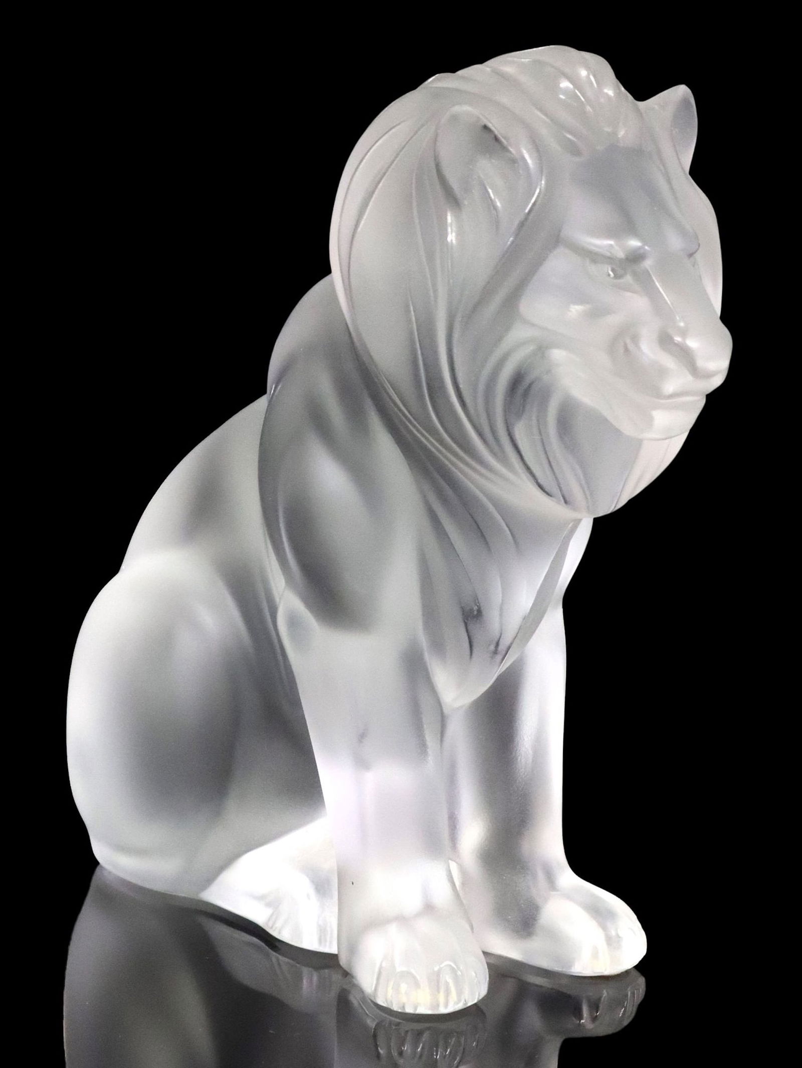 FRENCH LALIQUE FROSTED & CLEAR GLASS 'BAMARA' LION (1 of 6)