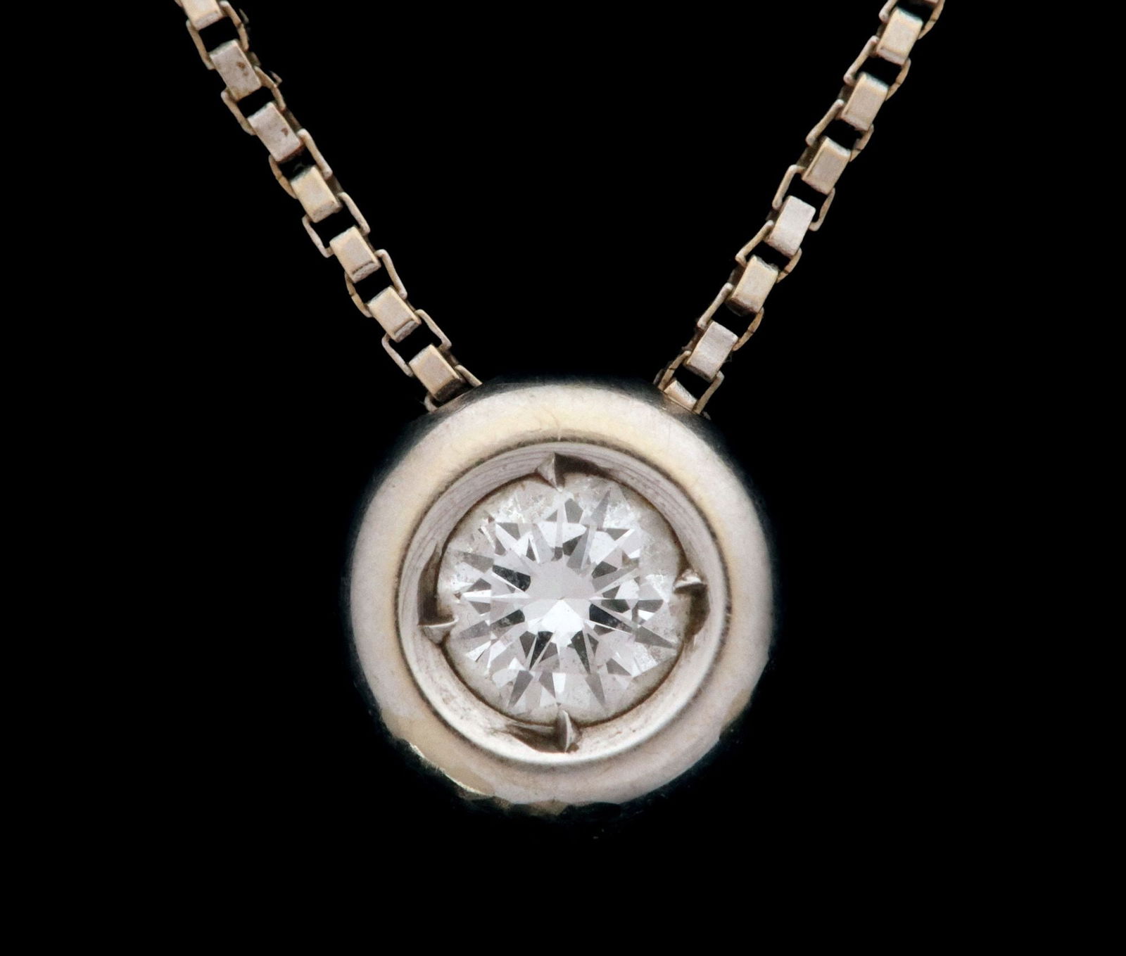 ESTATE ITALIAN 18KT WHITE GOLD DIAMOND SLIDE PENDANT NECKLACE (1 of 5)