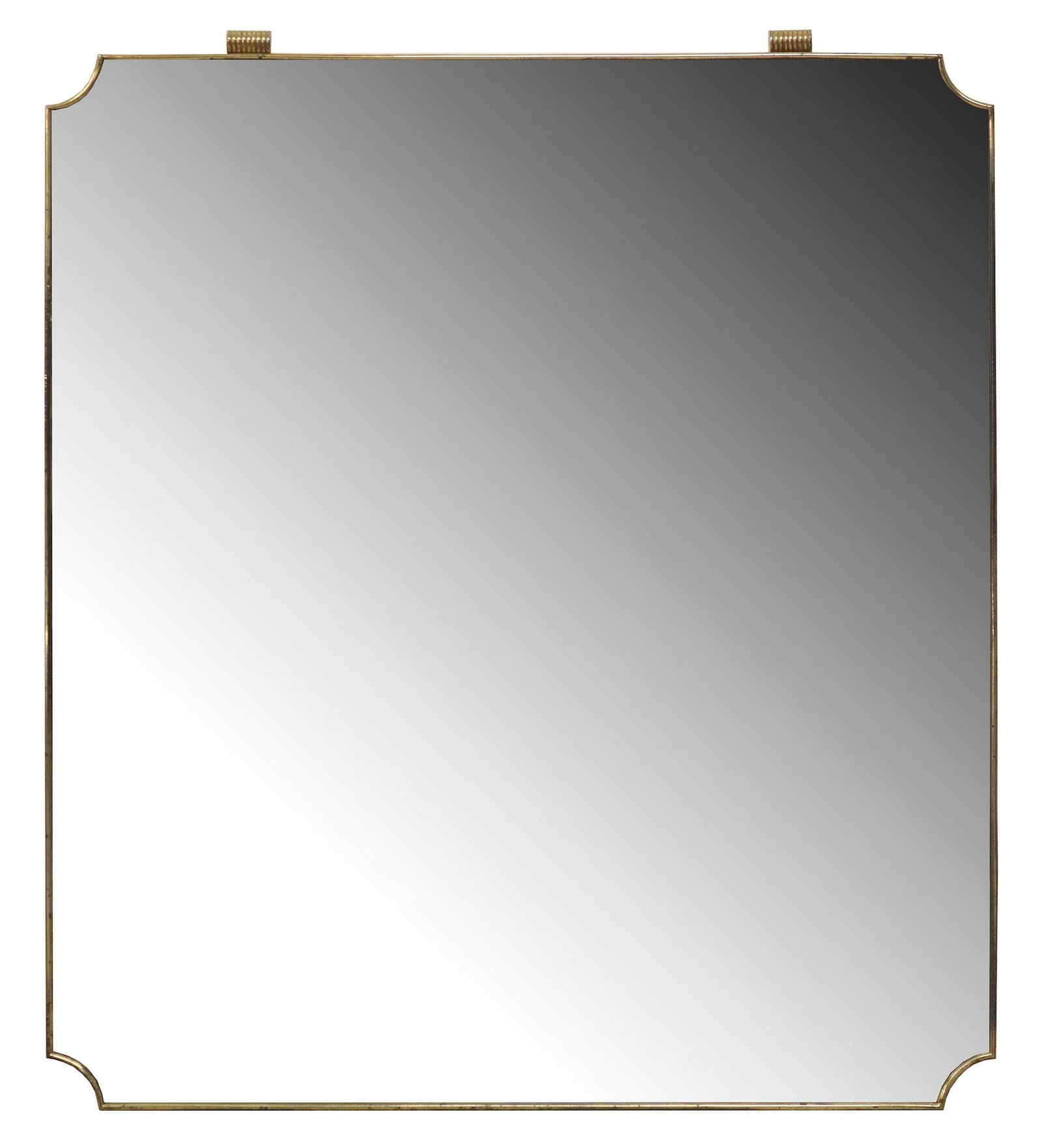 ITALIAN MID-CENTURY MODERN BRASS WALL MIRROR, 40.25" X 35 (1 of 3)
