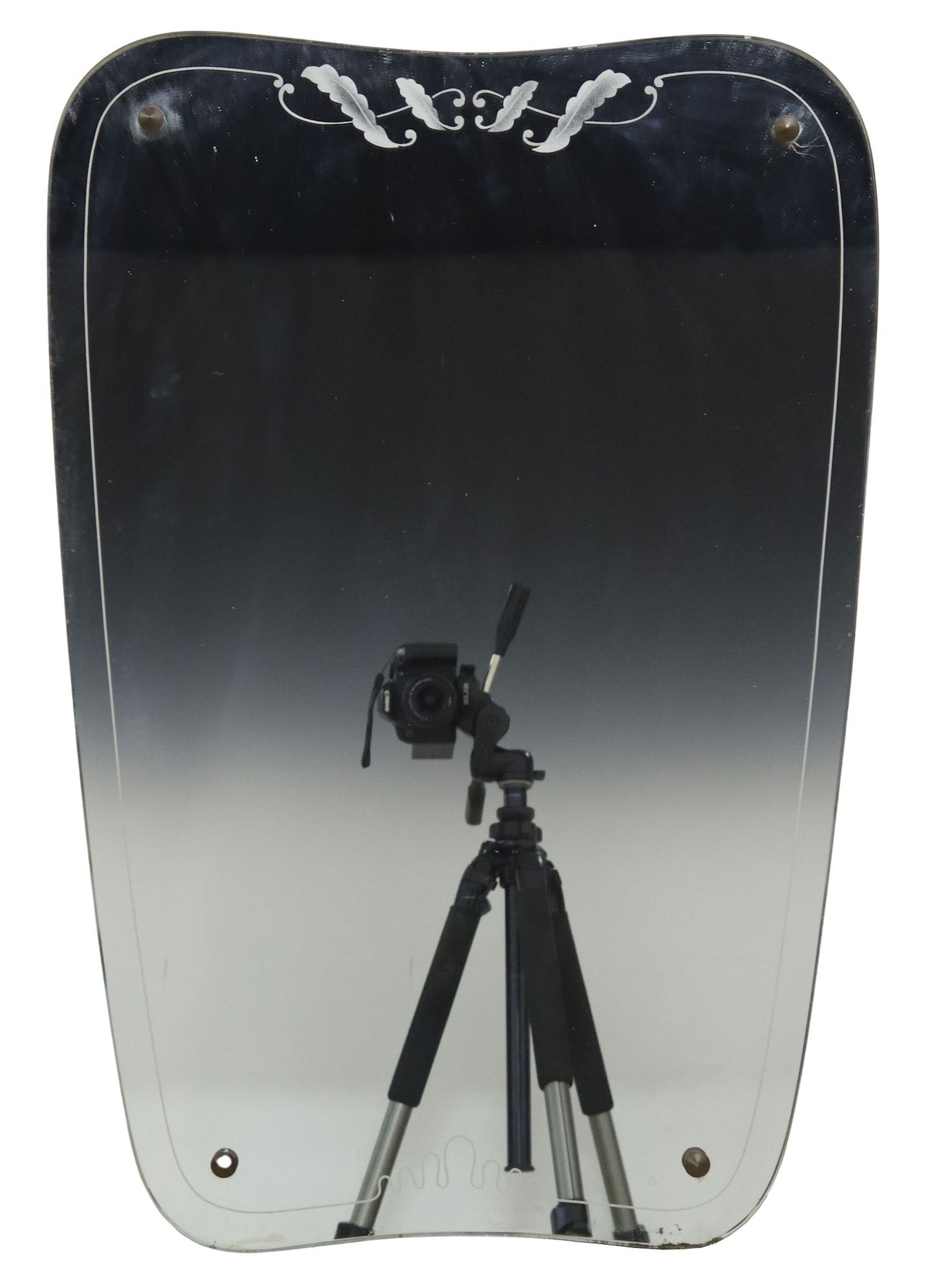 ITALIAN MID-CENTURY MODERN FRAMELESS WALL MIRROR, 30.5" X 21" (1 of 2)