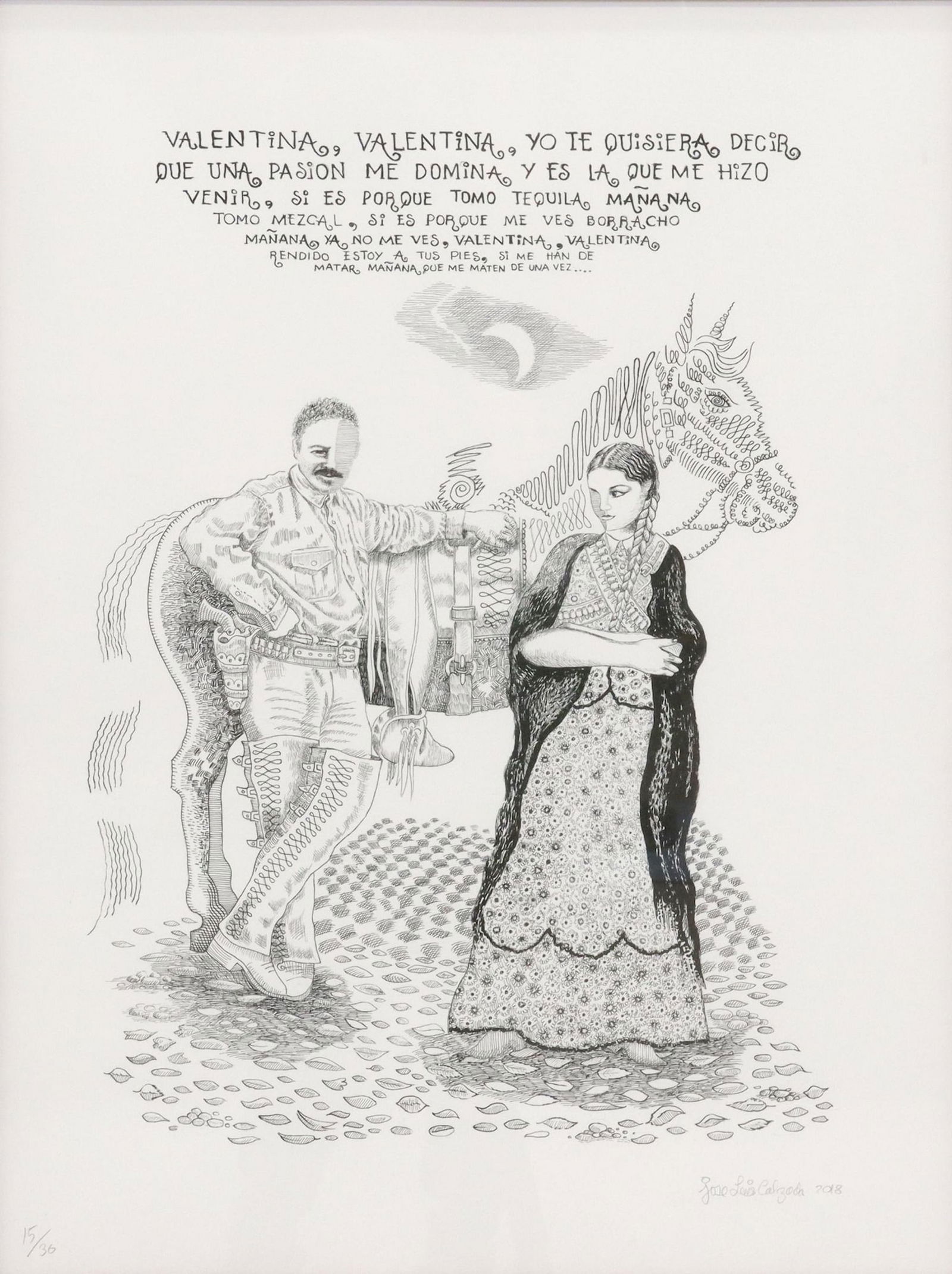 JOSE LUIS CALZADA (MX, 20TH C.) LTD ED PRINT LA VALENTINA LYRICS (1 of 6)