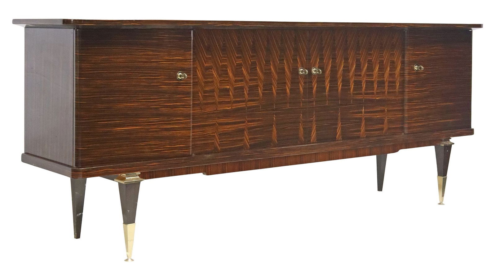 FRENCH MID-CENTURY MODERN MACASSAR EBONY VENEER SIDEBOARD (1 of 7)